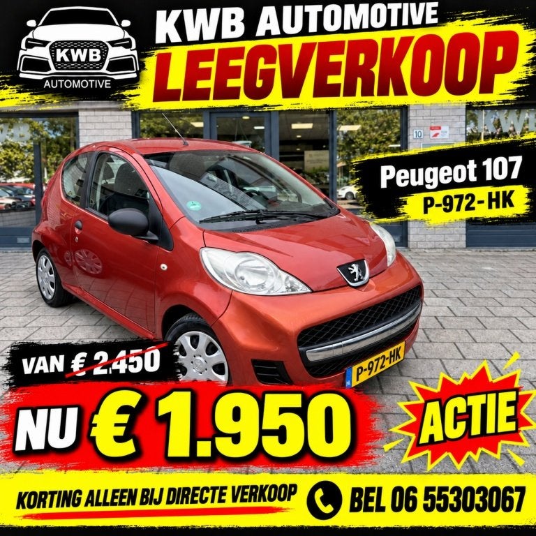 Peugeot 107 1.0-12V XR | Nieuwe APK koppeling vervangen, Auto's, Gebruikt, Overige kleuren, ABS, 4 stoelen