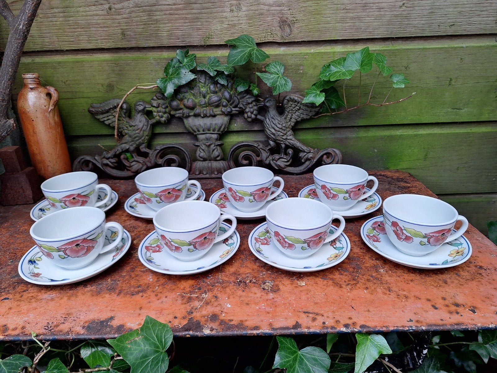 8 Koffie kop en  schotels - Alpine Meadow Engels, Overige merken, Nieuw, Ophalen of Verzenden, Overige stijlen