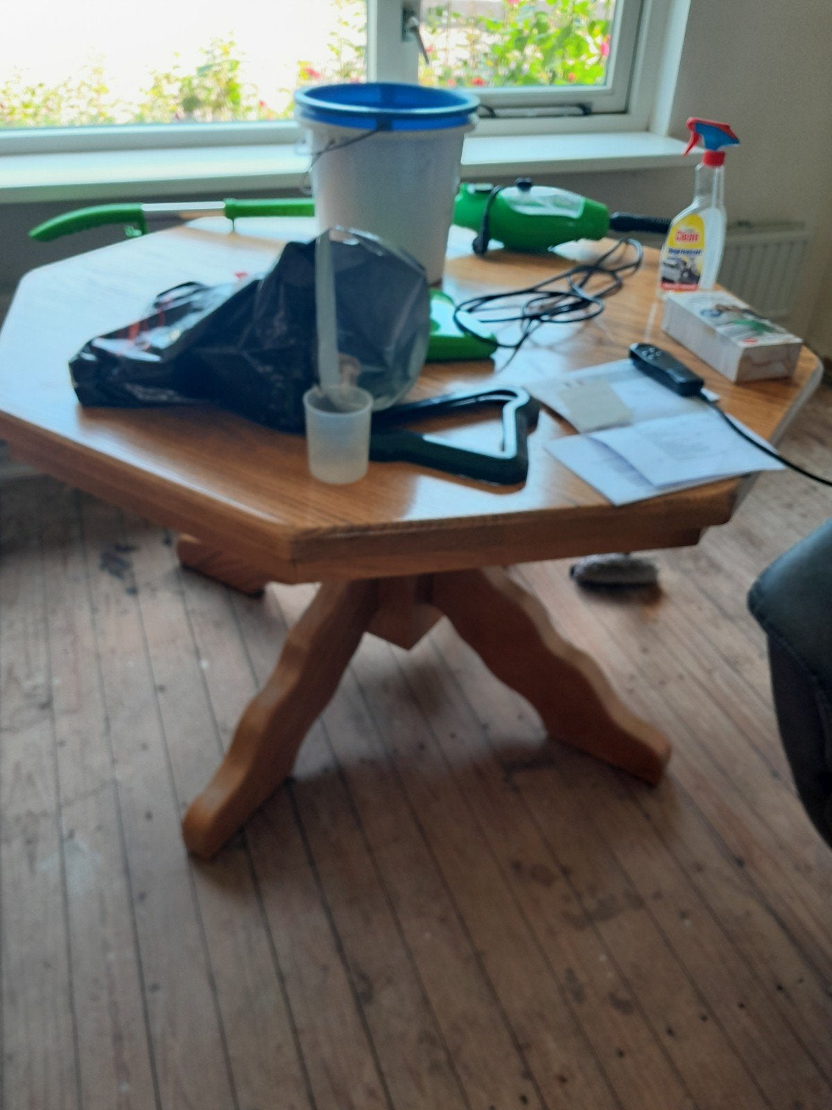 8-hoekige massief eiken tafel - Robuust en Stijlvol, Ophalen, Gebruikt, Overige vormen, Eikenhout