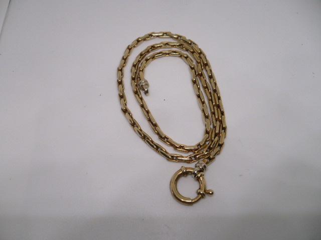 14 karaat 585 gouden ketting met grote veer ringslot 49 cm, Ophalen of Verzenden, Gebruikt, Goud, Goud