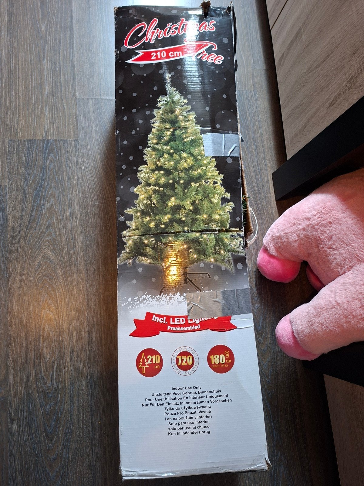 Gebruikte Kerstboom met verlichting 210 cm hoog, Ophalen, Gebruikt