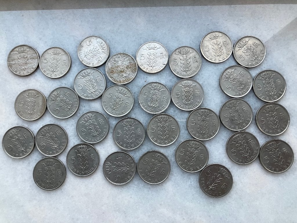 32x Munt 5 Belgische Franc uit 1971 tm 1978, Ophalen of Verzenden, Losse munt