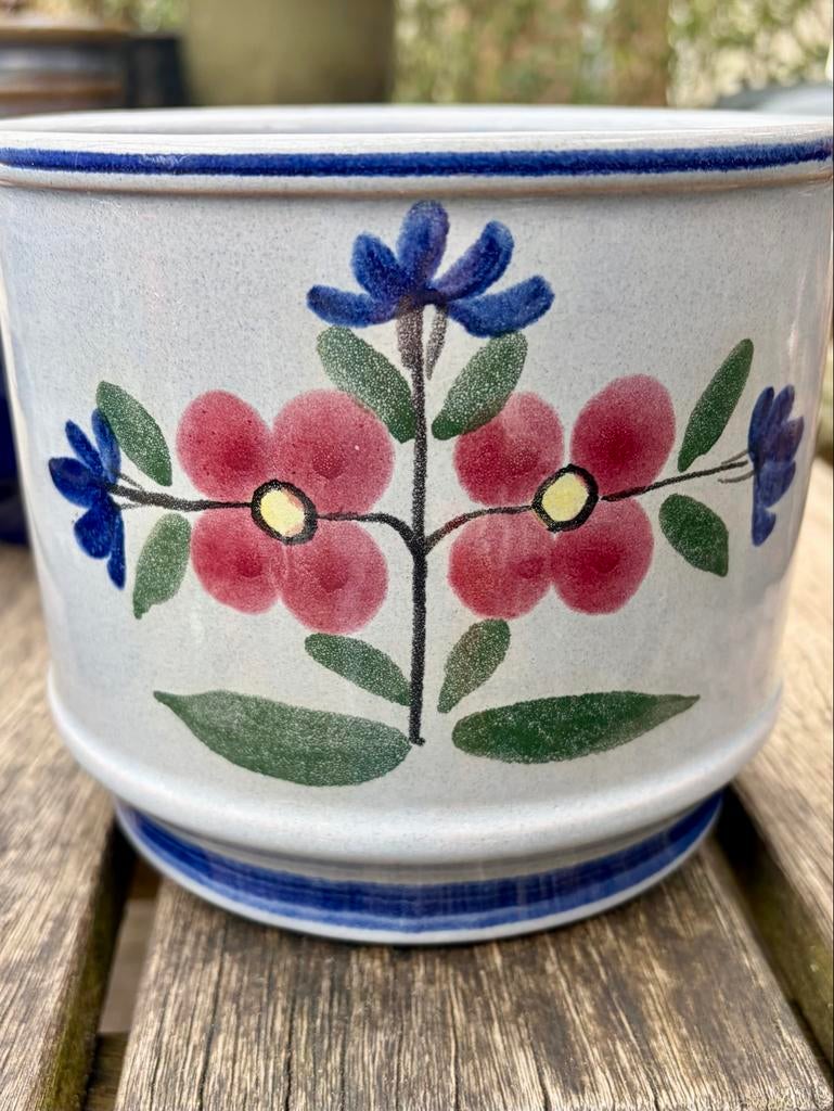Vintage bloempot West Germany, Ophalen of Verzenden, Rond, Steen, Minder dan 30 cm