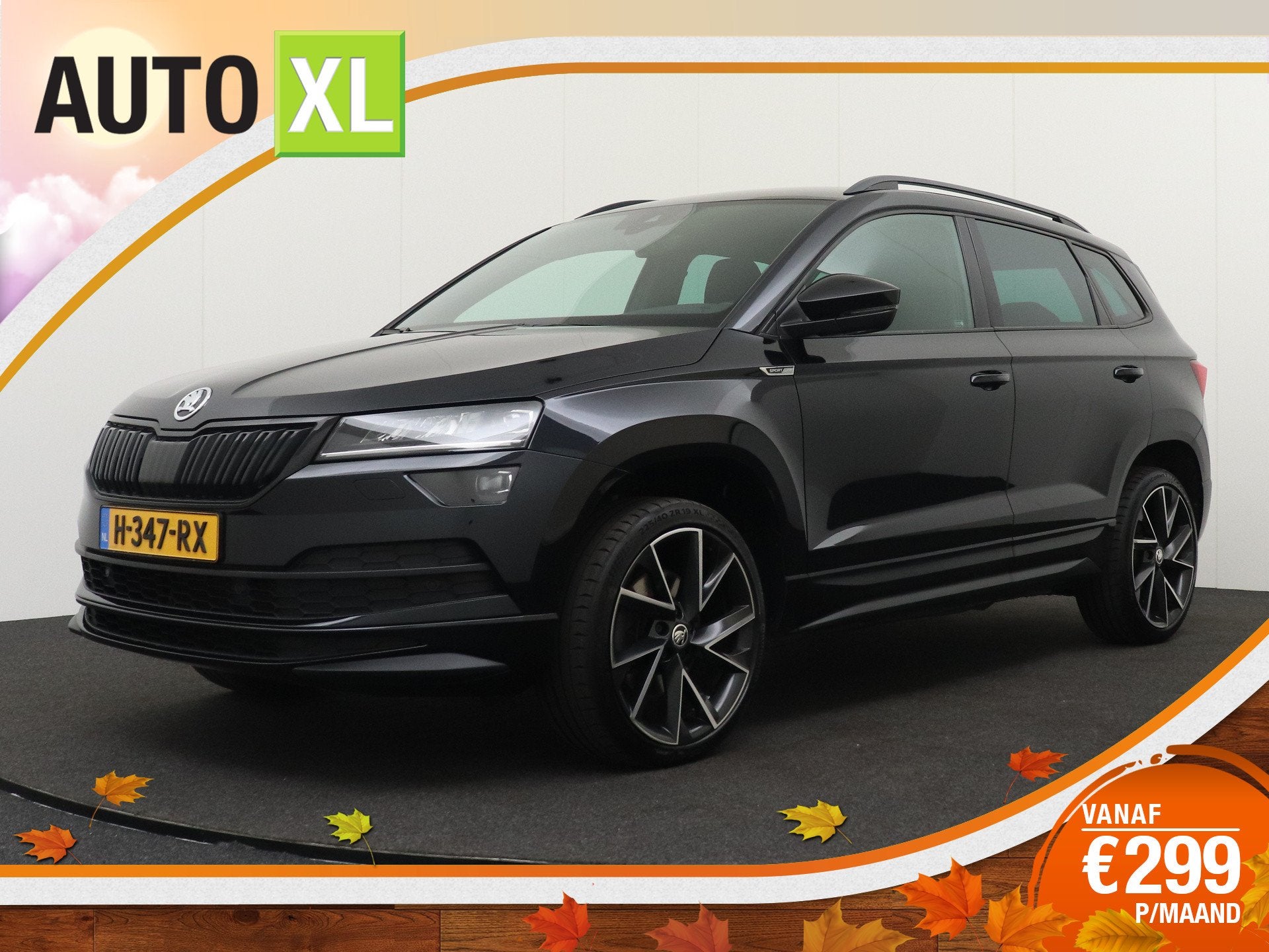 Skoda Karoq 1.5 TSI 150 PK Aut. Sportline Adap.Cruise 19'LMV, Dealer onderhouden, Stof, 4 cilinders, 150 pk