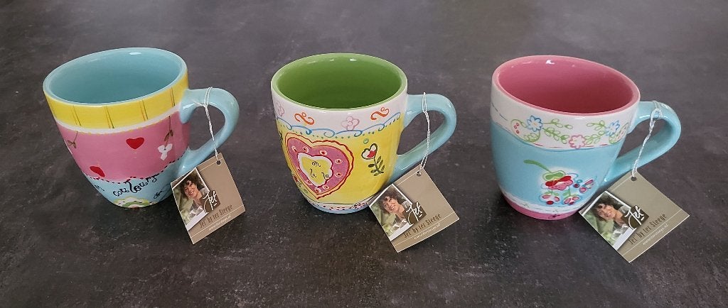 3 Mokken klein C'est La Vie En Couleur van Jet ter Steege, Verzenden, Nieuw, Overige stijlen, Kop(pen) en/of Schotel(s)