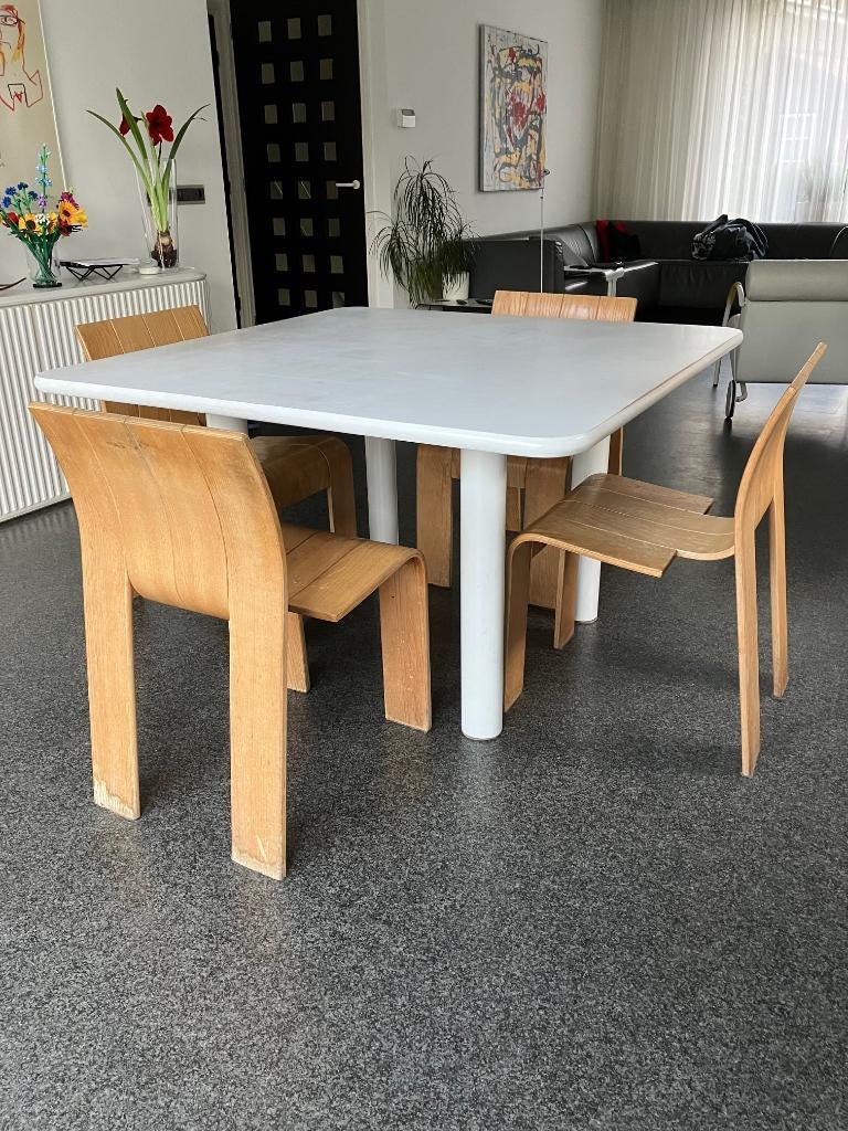Eettafelset van Castelijn ontwerp Gijs Bakker, Huis en Inrichting, Ophalen, Gebruikt, Vierkant, Vier personen