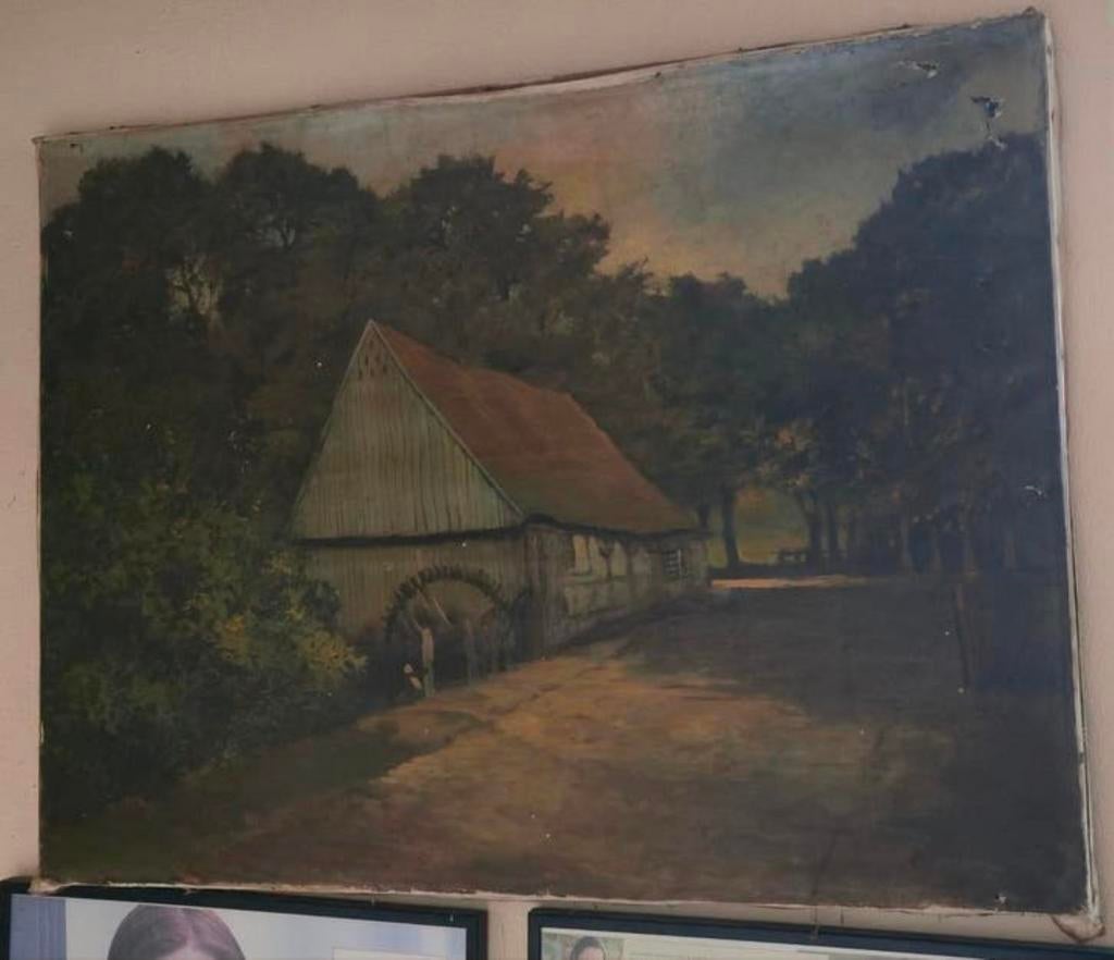Olieverf schilderij Watermolen bosrijk landelijk gelegen is, Antiek en Kunst, Kunst | Schilderijen | Klassiek, Ophalen of Verzenden