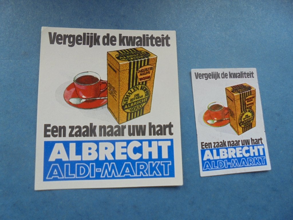 2 oude Lucifermerken Albrecht ALDI Markt Vergelijk kwaliteit, Ophalen of Verzenden, Zo goed als nieuw, Luciferdoosjes of -merken