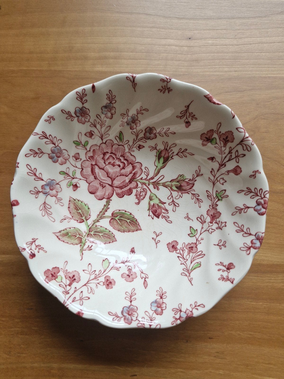 schaaltje 15 cm rose chintz met patentnr. 160.783, Ophalen of Verzenden