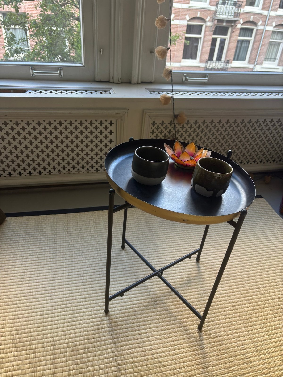 Opvouwbare Koffie/Bijzettafel in perfecte staat, Ophalen, Minder dan 50 cm, 50 tot 100 cm, Rond