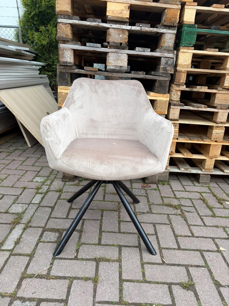 Bronx71/Labelwise	Eetkamerstoel Furtado Taupe Velvet 5x, Ophalen of Verzenden