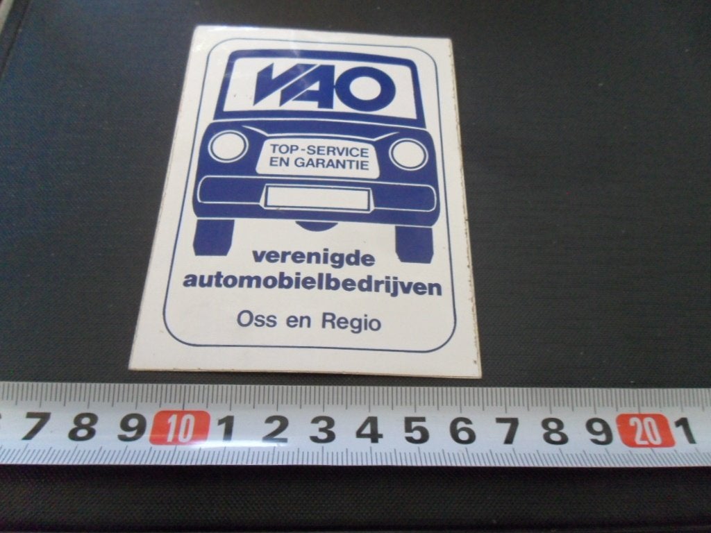 sticker Oss en Regio VAO Verenigde automobielbedrijven, Ophalen, Zo goed als nieuw