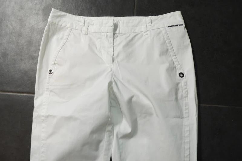 Marccain witte broek zomers merk studs zilver Als Nieuw N2/S, Verzenden, Wit, Zo goed als nieuw, Maat 36 (S)