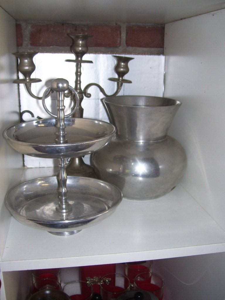 VAAS/KANDELAAR/ETAGERE, Ophalen of Verzenden, Zo goed als nieuw, Zilver, Metaal