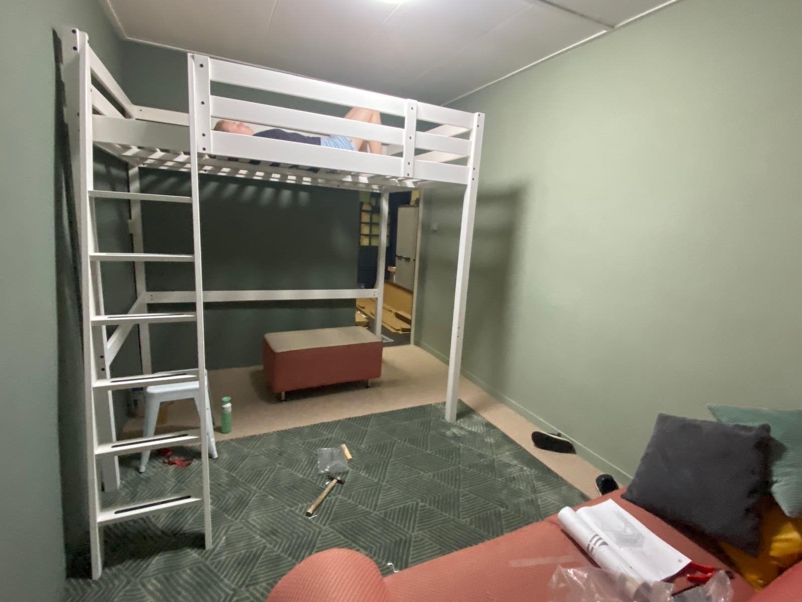 Hoogslaper wit - IKEA stora met matras, Ophalen, Gebruikt, Eenpersoons, 200 cm