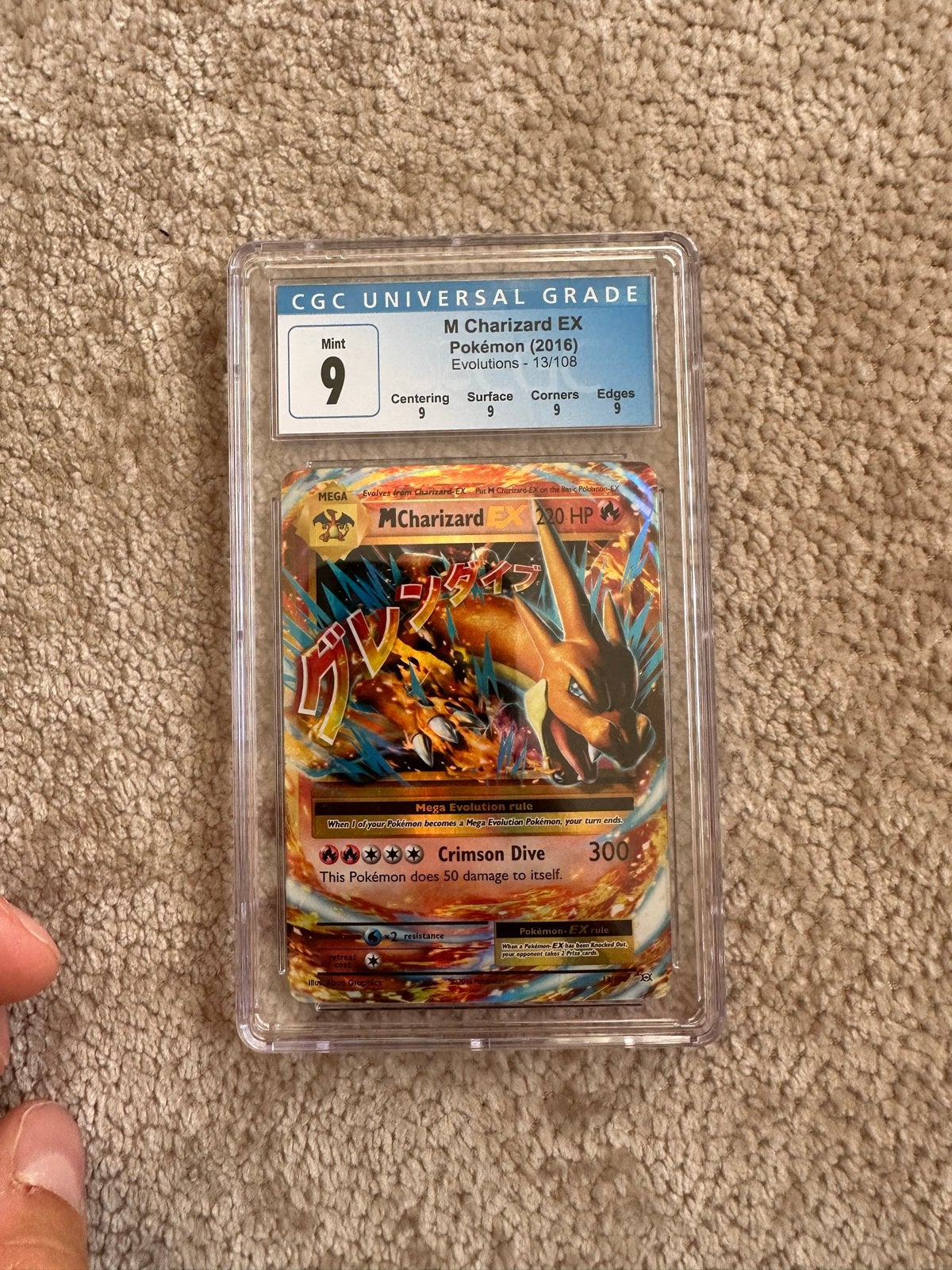 M Charizard EX Pokemon Kaart CGC 9 Mint, Ophalen of Verzenden, Zo goed als nieuw, Losse kaart