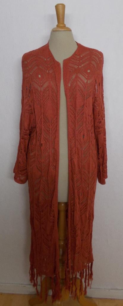 Ibiza/bohemian apart fijn gehaakt lang vest! L, Ophalen of Verzenden, Zo goed als nieuw, Maat 42/44 (L), Overige kleuren