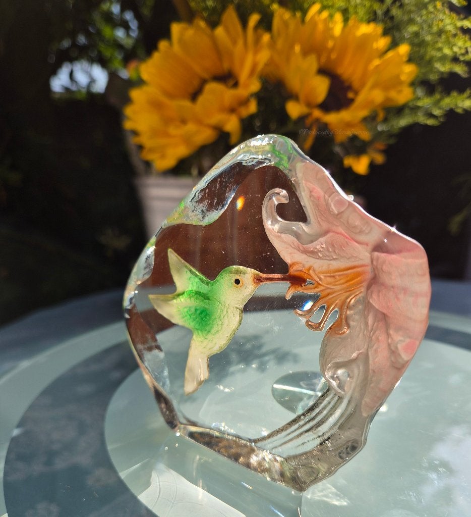 Prachtig Kolibrie Glas Sculptuur presse-papier, Ophalen of Verzenden
