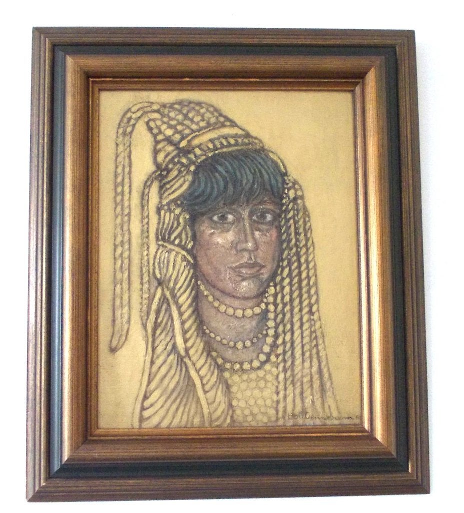 Olieverf schilderij "Oosterse vrouw", Ophalen of Verzenden, Handgeschilderd, Olieverf, Portret