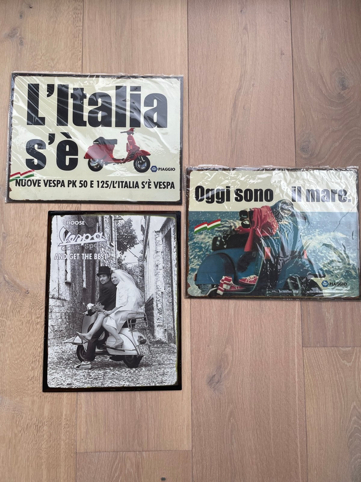 3 Vespa metalen borden - (2) Nieuw in verpakking, Vintage, Meerkleurig, Nieuw, Ophalen of Verzenden