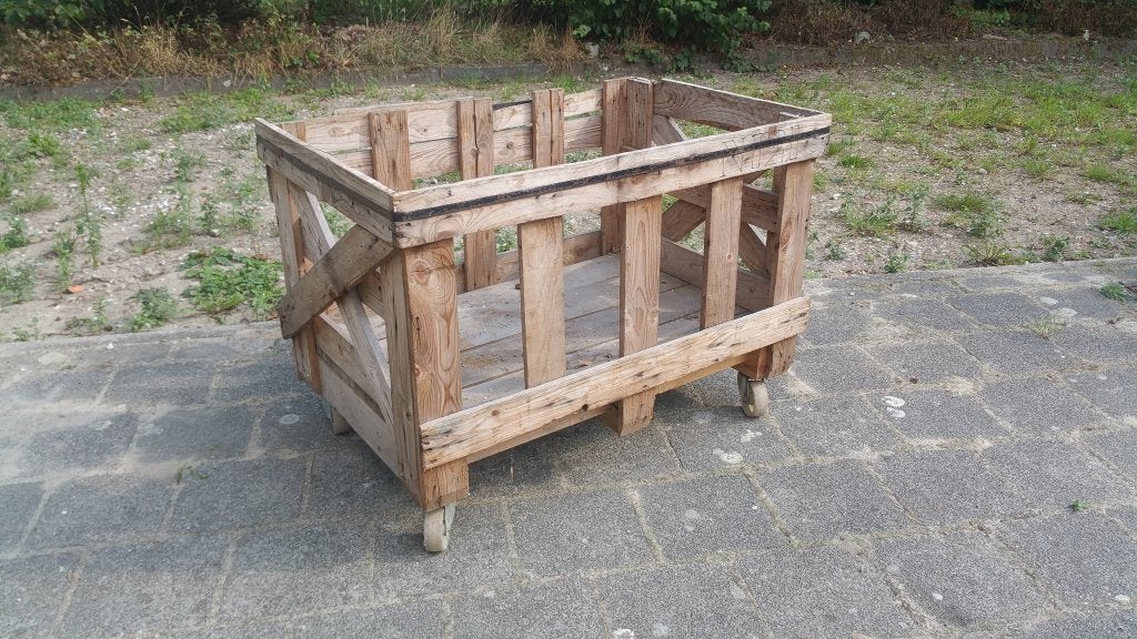 Houtbak op wielen, Ophalen, 100 cm of meer, 60 cm of meer, 50 cm of meer