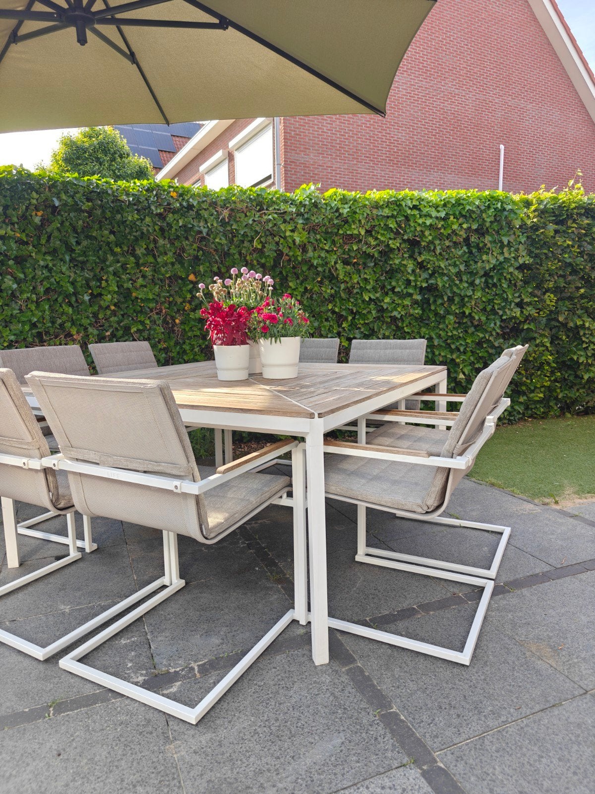 LIFE Tuinset: Tuintafel Nester met 8 Tuinstoelen Zita, Tuin en Terras, Tuinsets en Loungesets, Ophalen, Gebruikt, 8 zitplaatsen
