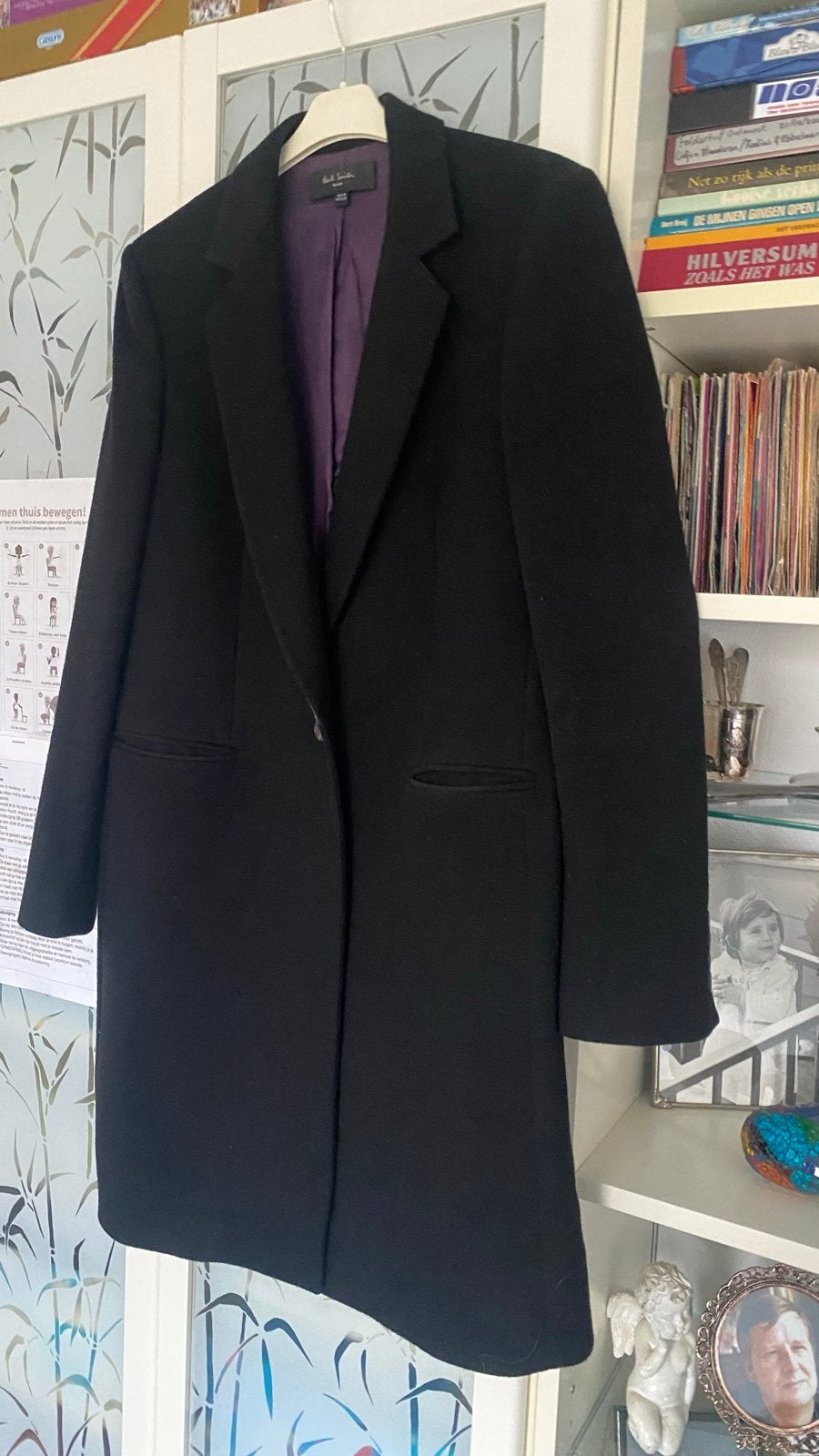 Paul Smith Zwarte Wollen Jas - Maat M, Kleding | Dames, Ophalen of Verzenden, Zo goed als nieuw, Maat 38/40 (M), Zwart
