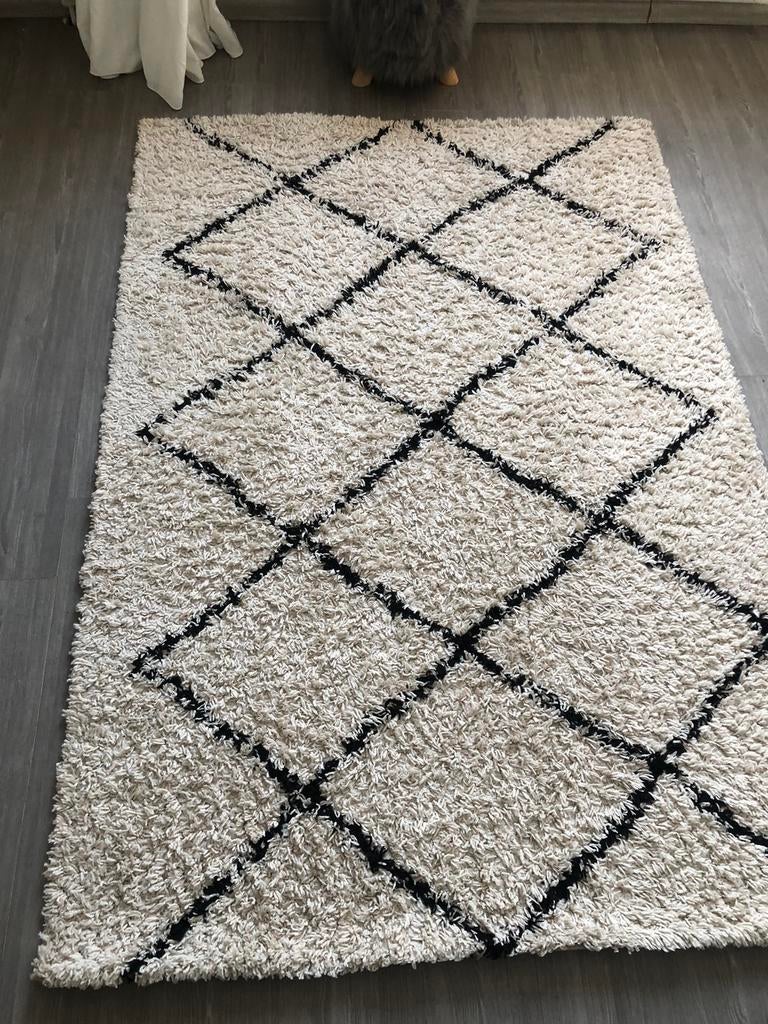 Super mooie beige/zwarte tapijt, Ophalen, Beige, 200 cm of meer, Zo goed als nieuw