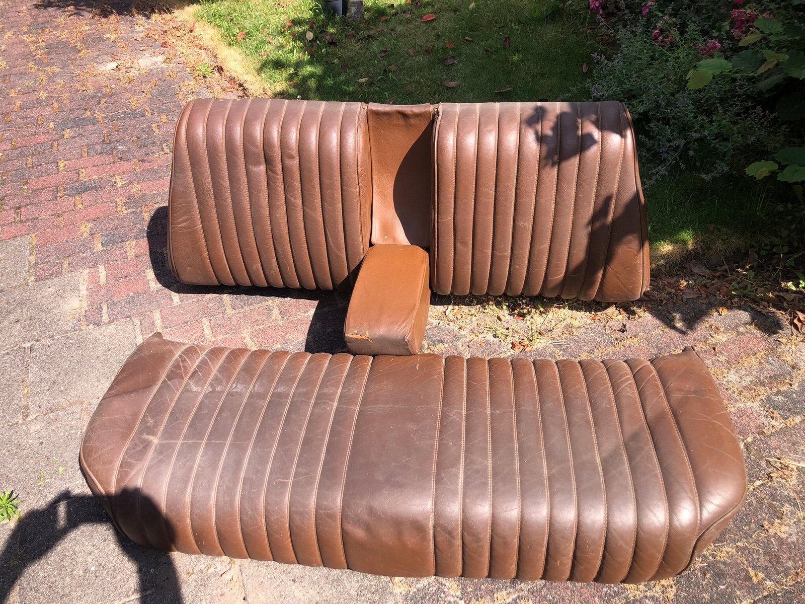Te koop: Citroën DS bruin leren achterbank, Auto diversen, Autohoezen, Ophalen, Gebruikt