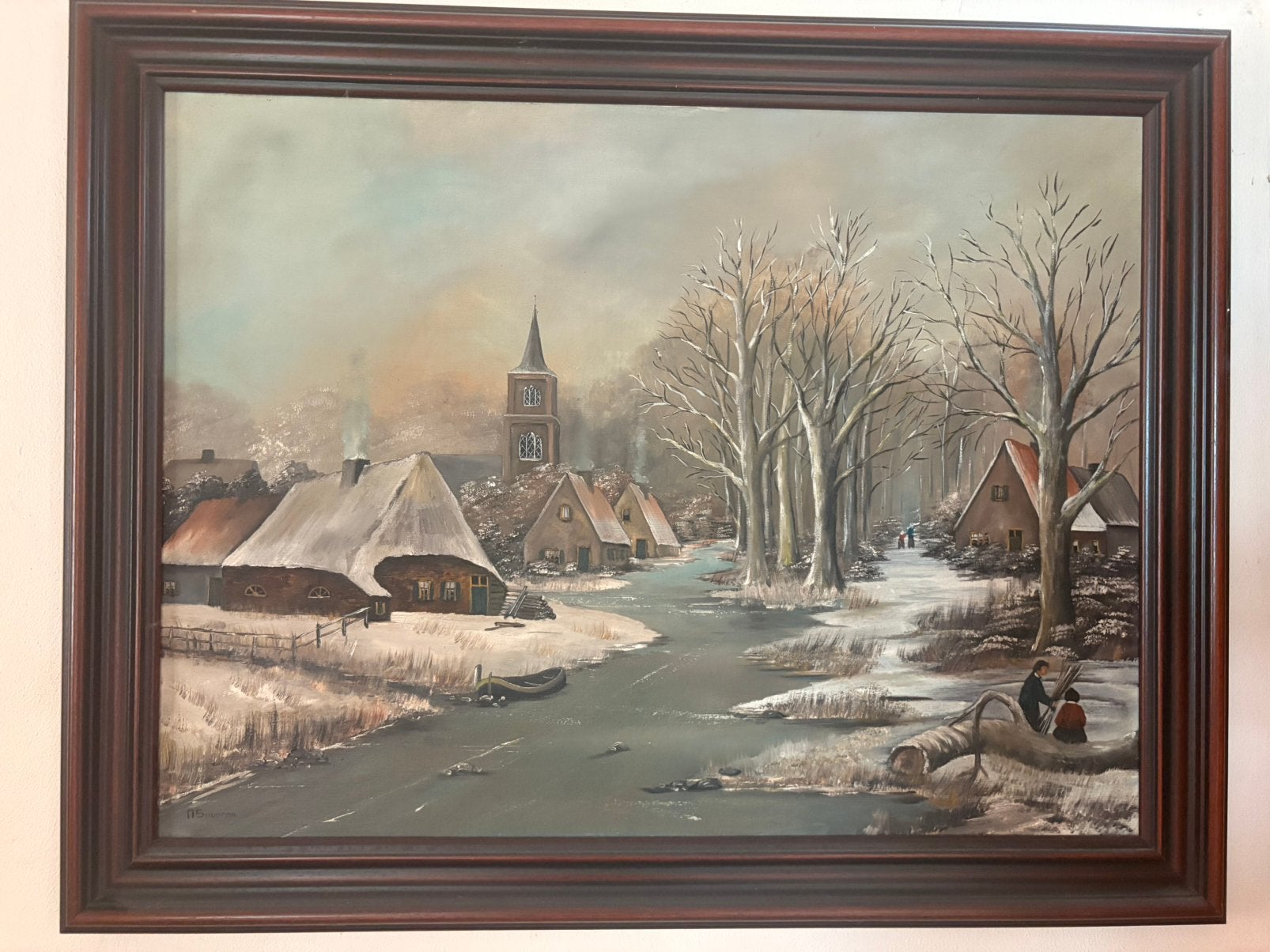 Mooi wintertafereel, Antiek en Kunst, Kunst | Schilderijen | Klassiek, Ophalen