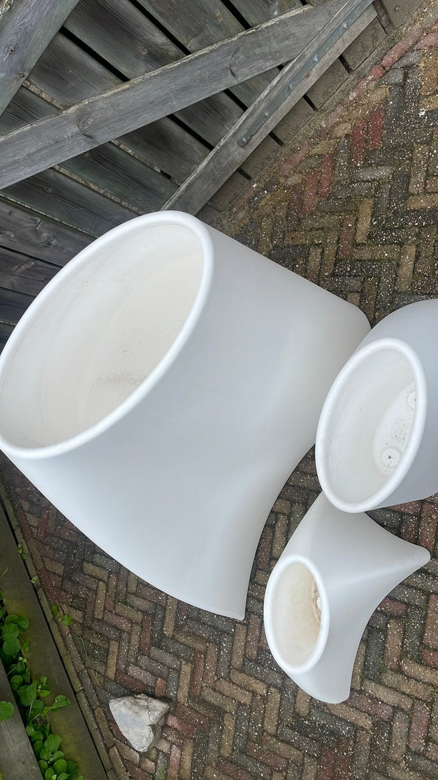Witte design bloempot per stuk 97 cm hoog 60 cm breed, Tuin en Terras, Ophalen, Rond, Kunststof, Minder dan 25 cm