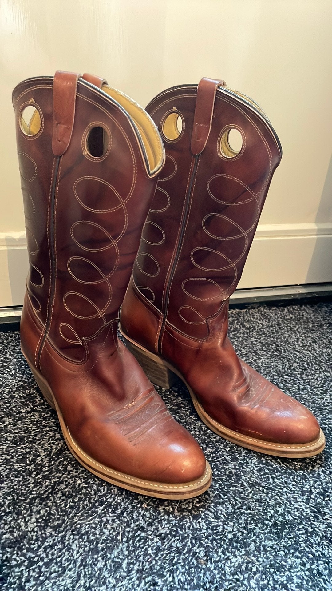 Cowboylaarzen, maat 11. Vintage., Ophalen of Verzenden, Zo goed als nieuw, Bruin, Boots