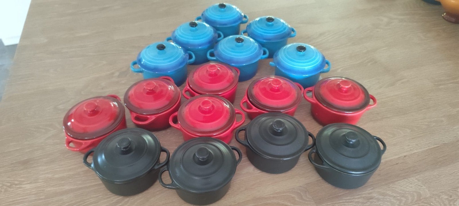 16 Ovenpannetjes - Rood, Blauw en Zwart, Ophalen, Gebruikt, Met deksel, Overige typen