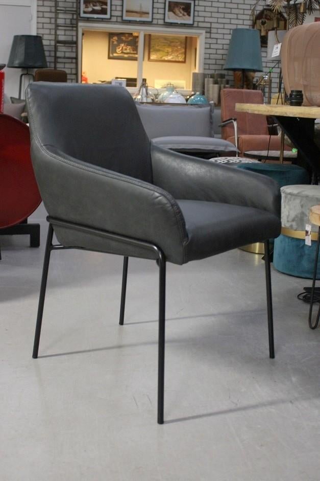2 luxe eetkamerstoelen JOLLY Jess metaal leer armleuningen, Ophalen, Nieuw, Leer, Vijf, Zes of meer stoelen