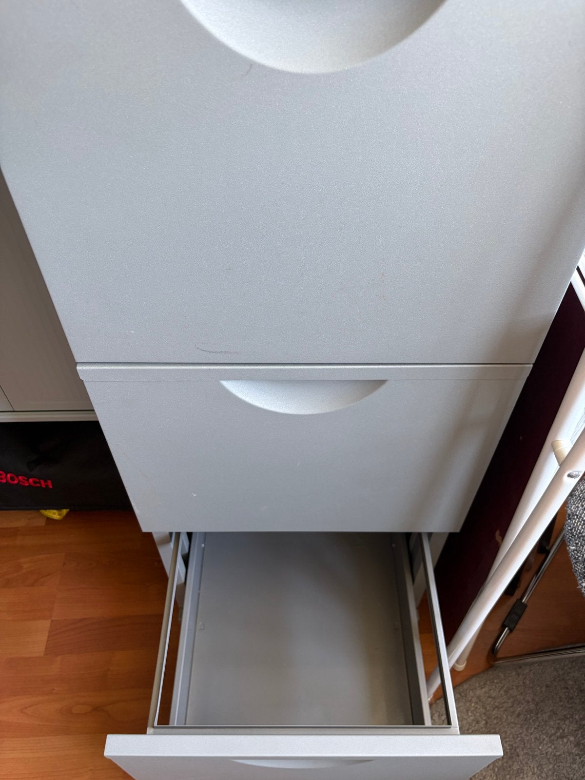 Grijze ladekast met 3 laden - zonder sleutel (archiefkast), Ophalen, Minder dan 50 cm, Gebruikt, 100 tot 150 cm