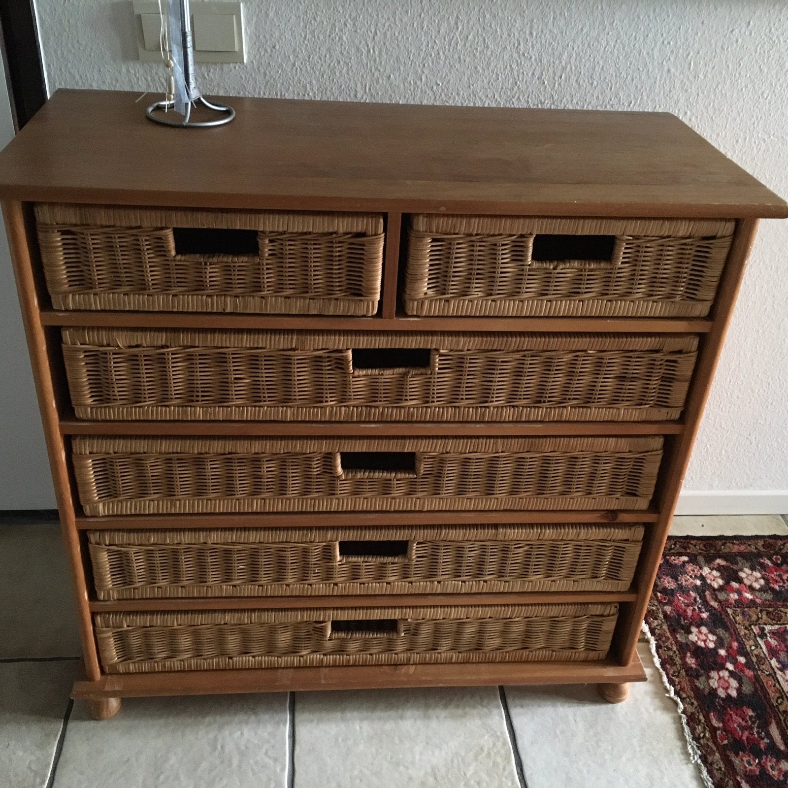 Kast met rieten lades, Huis en Inrichting, Kasten | Ladekasten, Ophalen, Gebruikt, 50 tot 100 cm, 3 of 4 laden