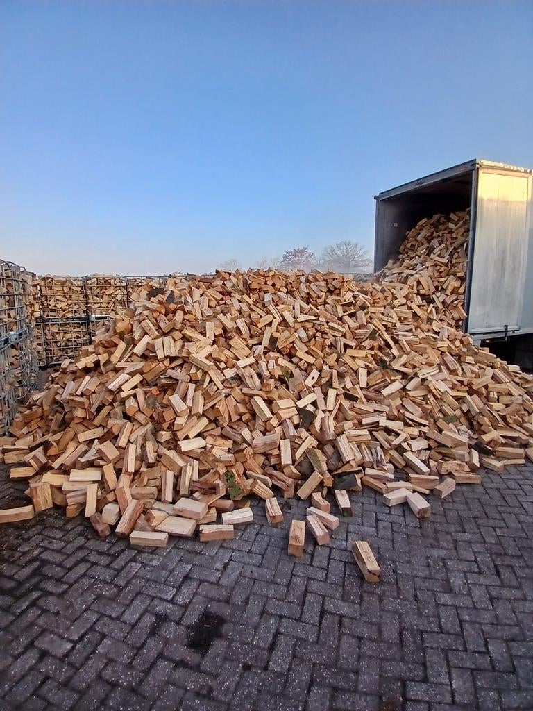 Haardhout, Brandhout, Eiken en beuken, 25 cm lange blokken., 6 m³ of meer, Ophalen of Verzenden, Overige houtsoorten, Blokken