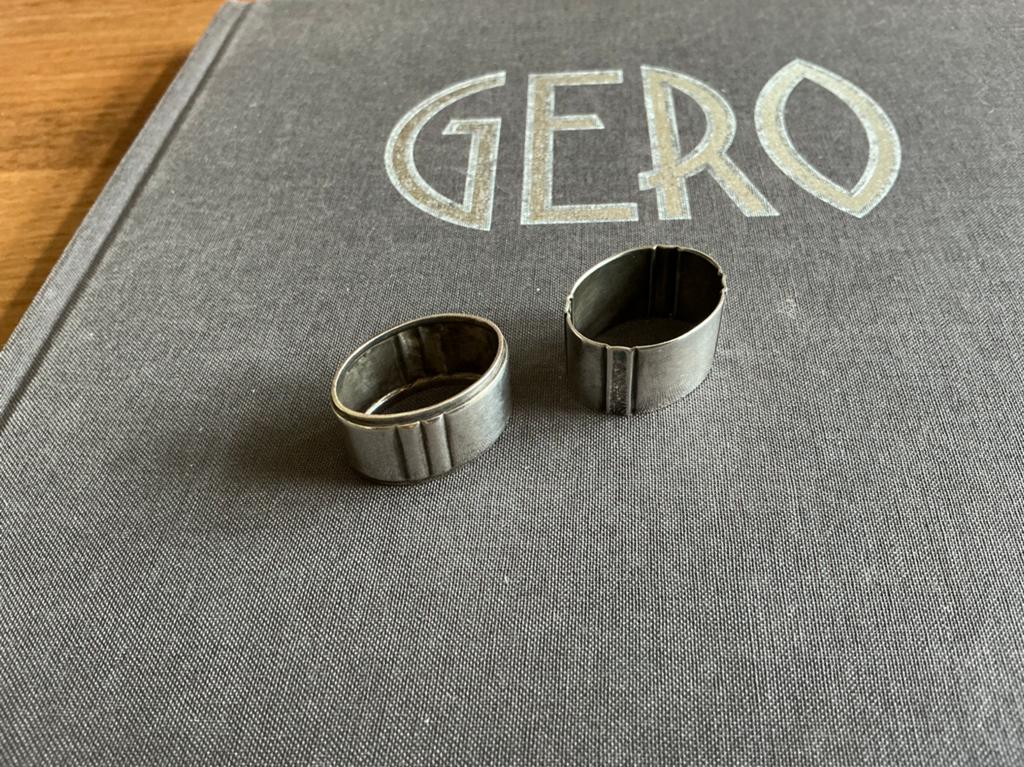 2 vingerdoekjesringen - Gero 90 verzilverd - Georg Nilsson, Antiek en Kunst, Ophalen of Verzenden