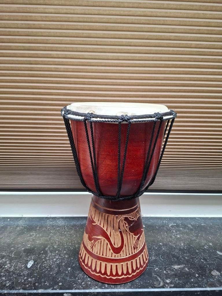 Jambee Djembe - Leren Slaggedeelte, Hout Bewerkt, Ophalen of Verzenden, Gebruikt, Trommel