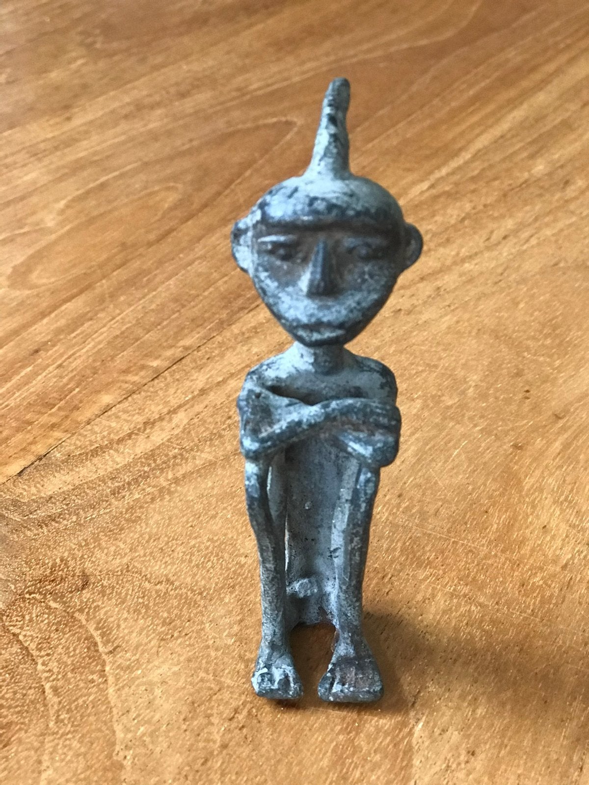 Vintage metalen beeldje - Afrikaanse stijl, Minder dan 20 cm, Ophalen of Verzenden, Gepatineerd, Beeld