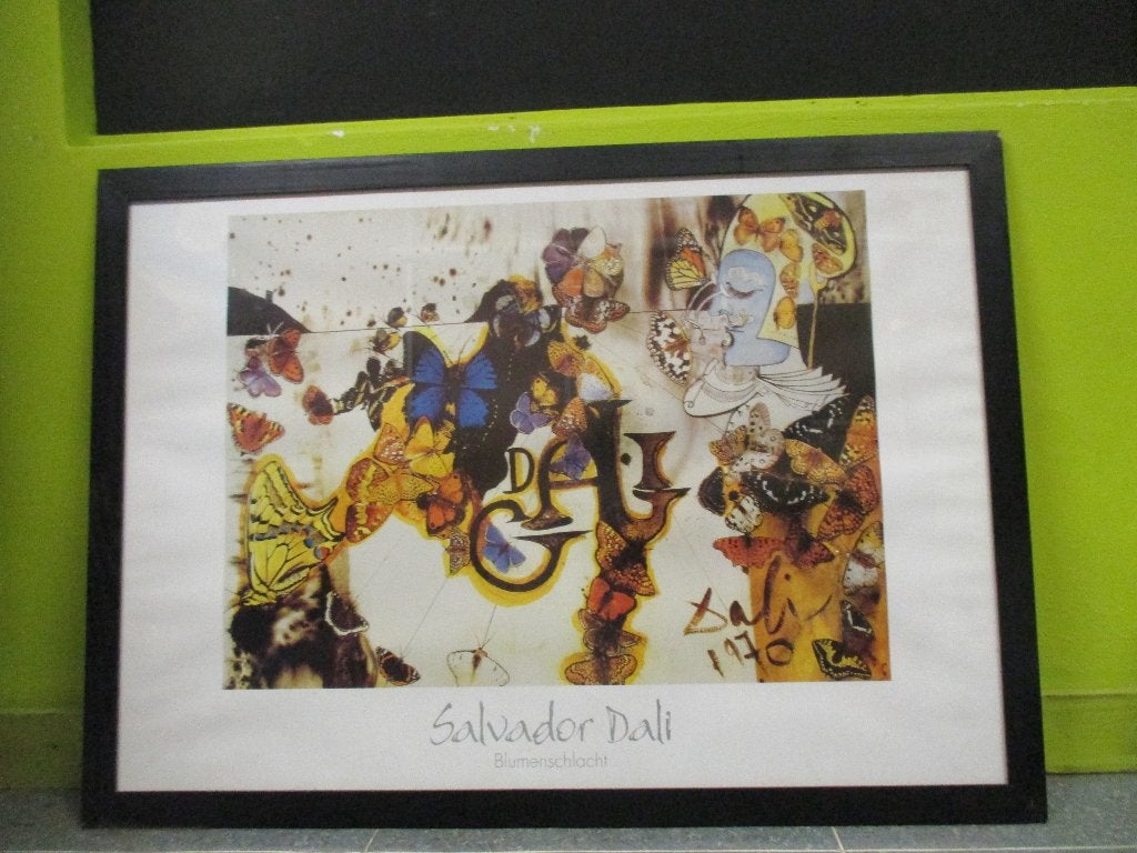 ingelijste prent vintage design Salvador Dali Blumenschlacht, Ophalen, 50 – 75, Gebruikt, ?