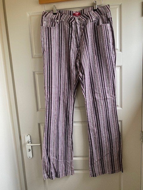 Paars gestreepte ribbroek in maat 44, Paars, Maat 42/44 (L), Ophalen of Verzenden, Lang