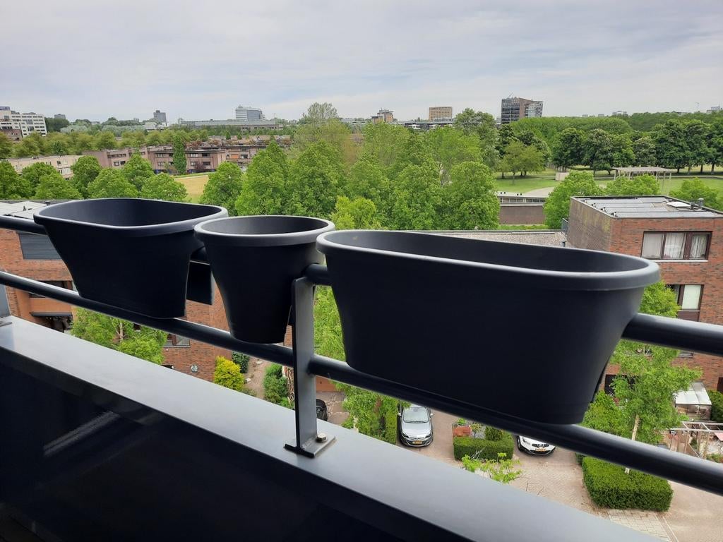 Bloembakken set   3 stuks balkon zgan intratuin  antraciet, Ophalen, Zo goed als nieuw