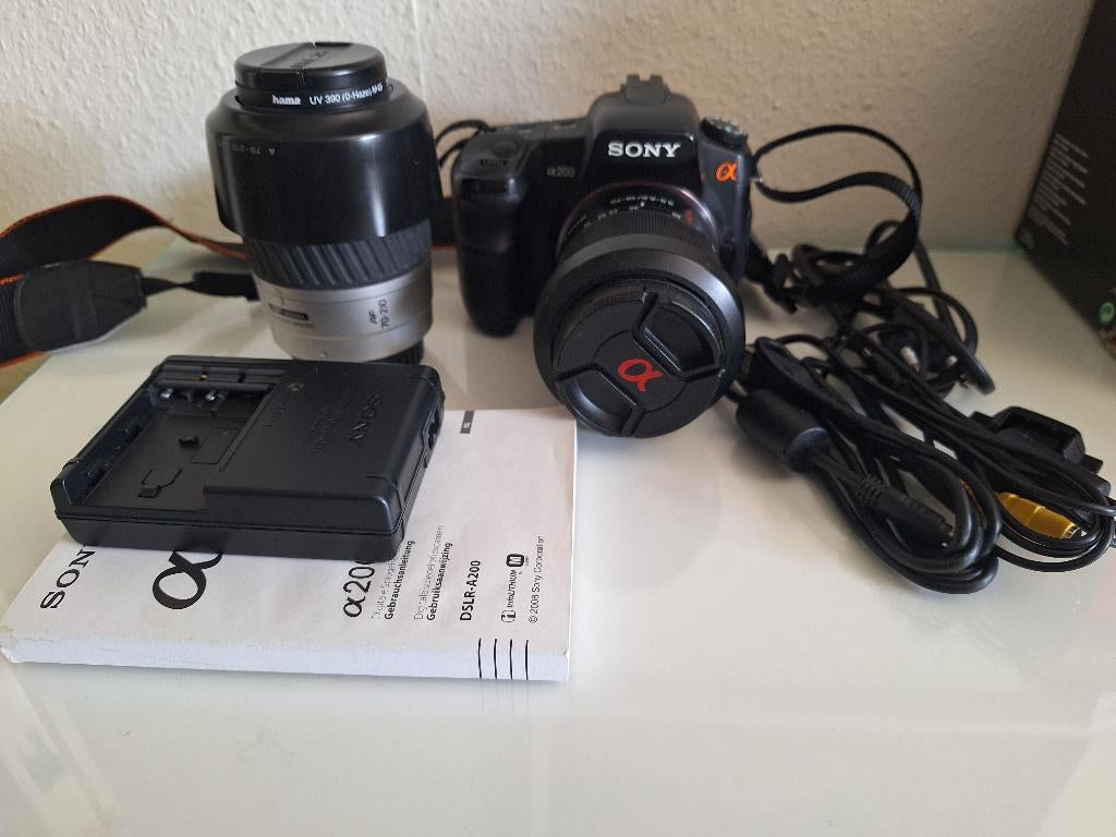 Mooie Sony A200 spiegelreflex met 2 lenzen, Gebruikt, Spiegelreflex, 10 Megapixel, Ophalen of Verzenden