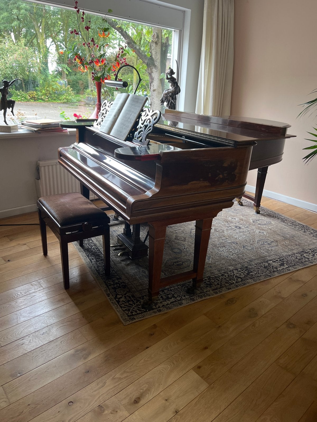Antieke Steinway & Sons Vleugel - New York & Hamburg, Muziek en Instrumenten, Ophalen, Gebruikt, Bruin, Vleugel