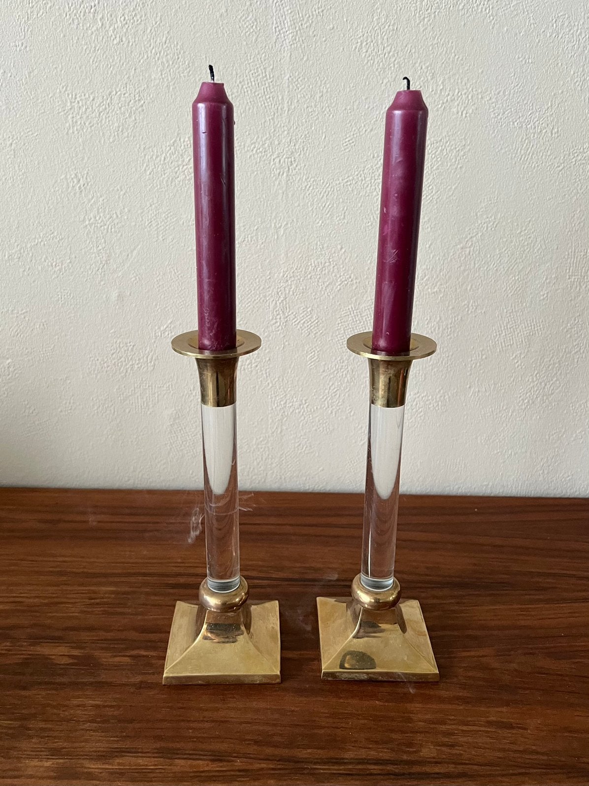 Set van 2 vintage kaarsenhouders luciet messing art deco, Huis en Inrichting, Ophalen of Verzenden