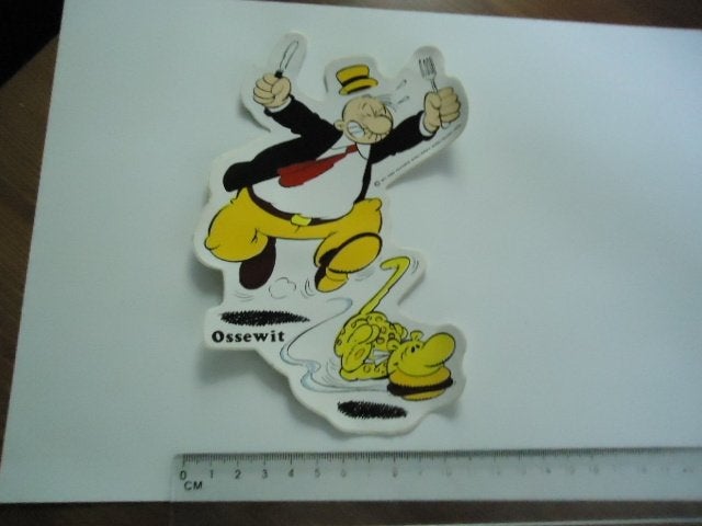 sticker oud 1977 Ossewit POPEYE strip cartoon opera mundi, Verzenden, Zo goed als nieuw, Bedrijf of Vereniging