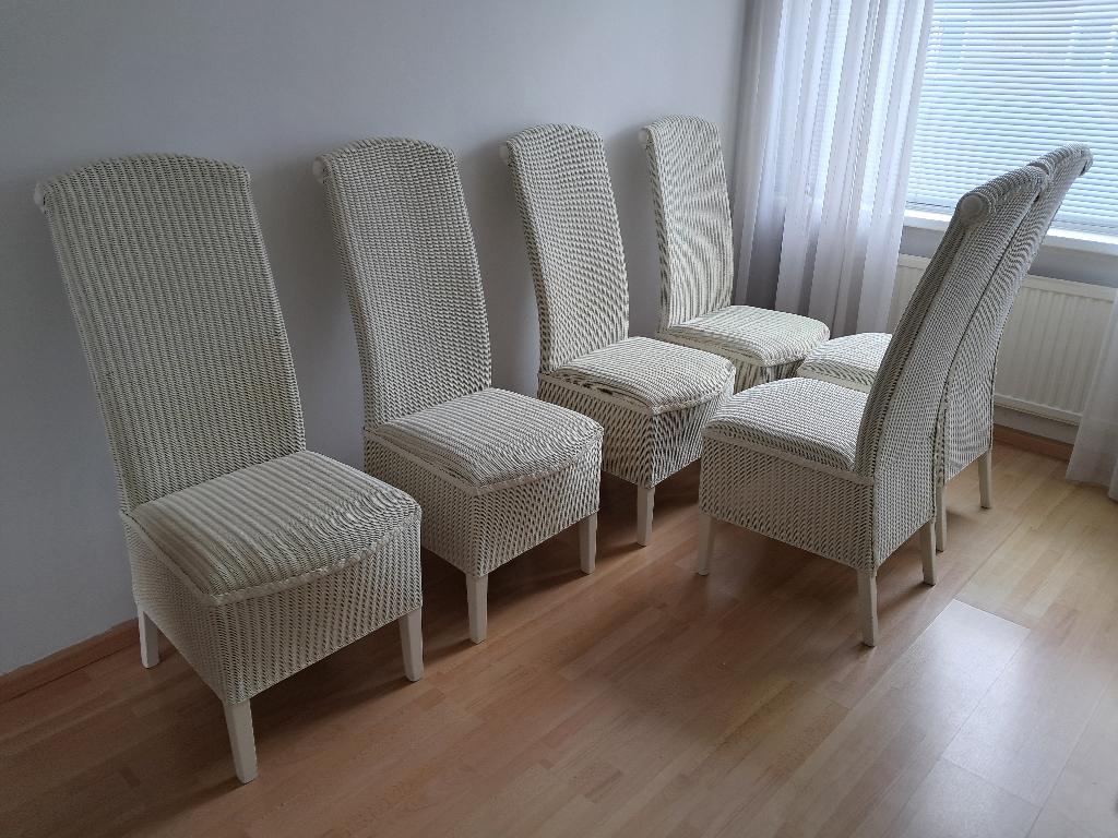 8 romantische Lloyd Loom stoelen in prima conditie, Ophalen, Wit, Riet of Rotan, Zo goed als nieuw
