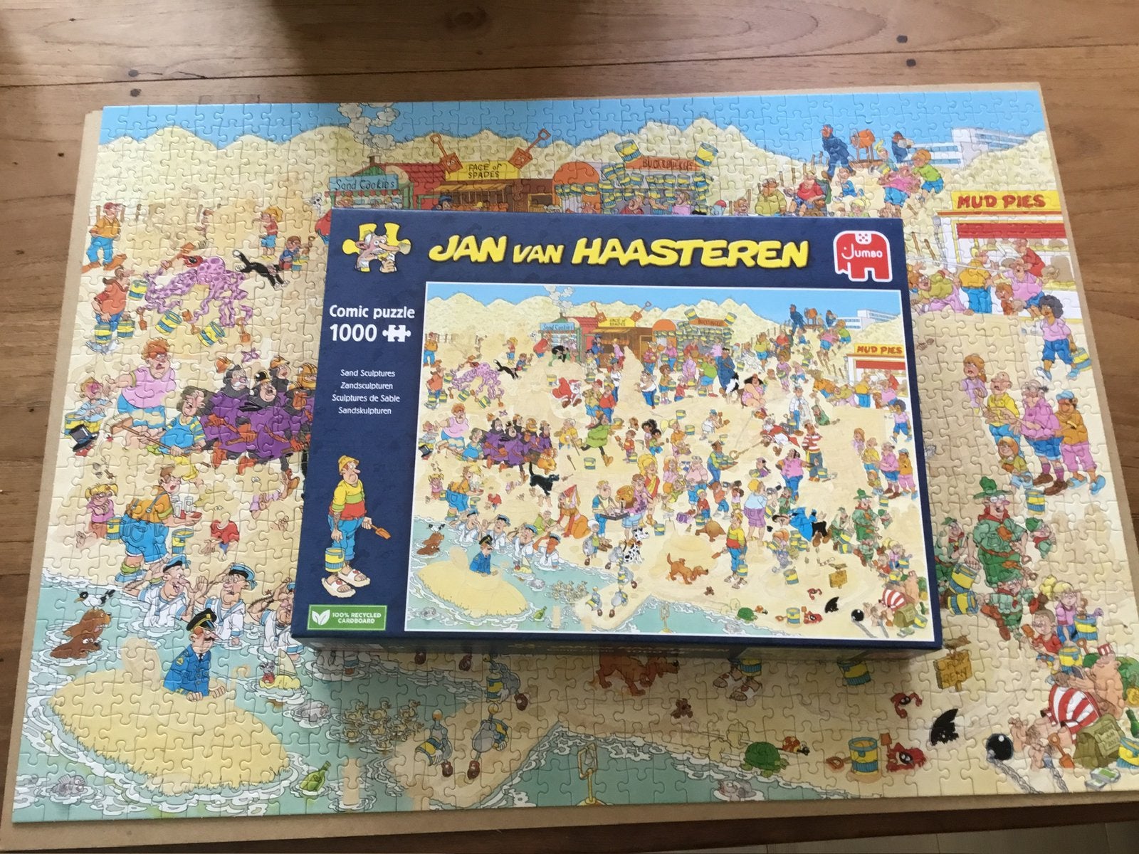 Jan van Haasteren 1000 “ Zandsculpturen “, Hobby en Vrije tijd, Denksport en Puzzels, Ophalen of Verzenden, 500 t/m 1500 stukjes