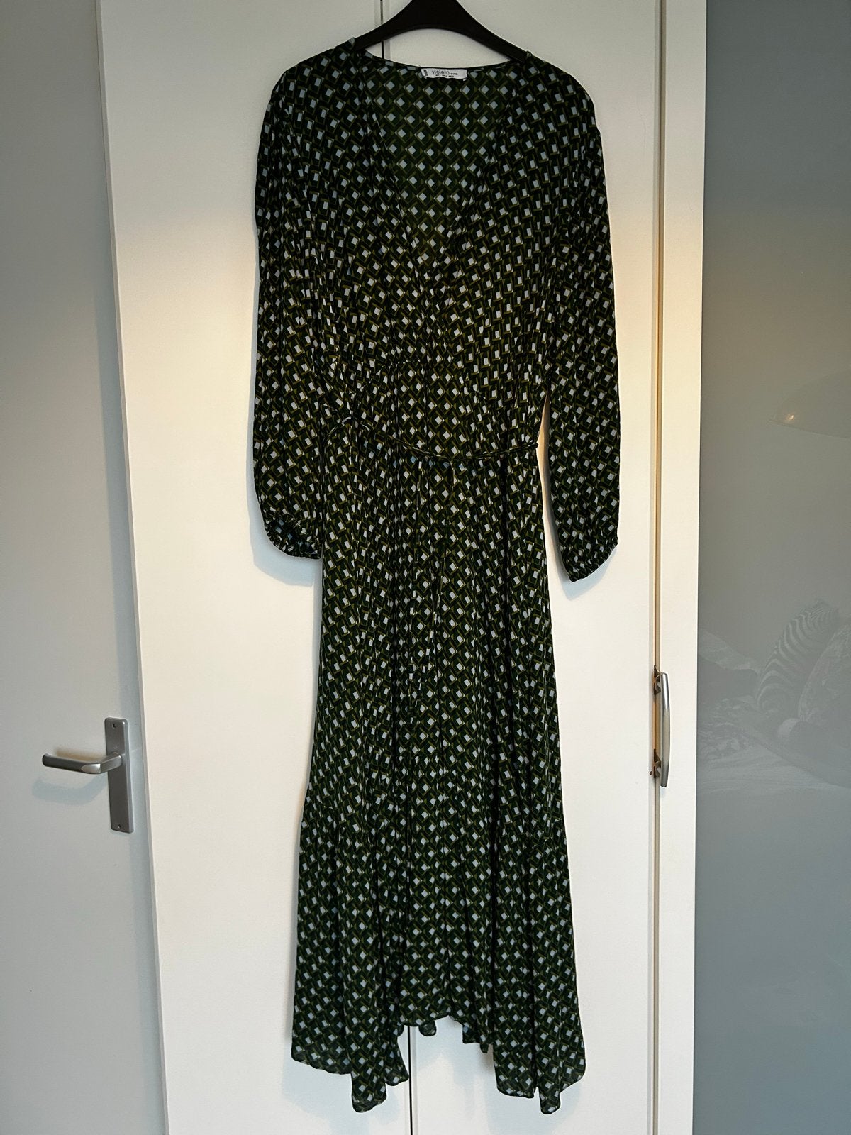 Groene boho jurk Violetta by Mango L zgan, Maat 42/44 (L), Ophalen of Verzenden, Zo goed als nieuw, Onder de knie